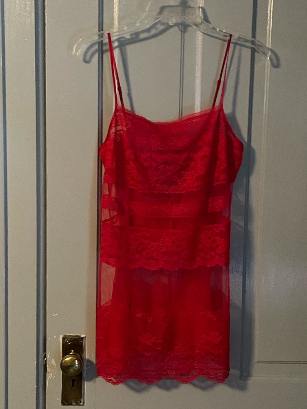 Victoria's Secret Bright Red Lace & Sheer Chemise